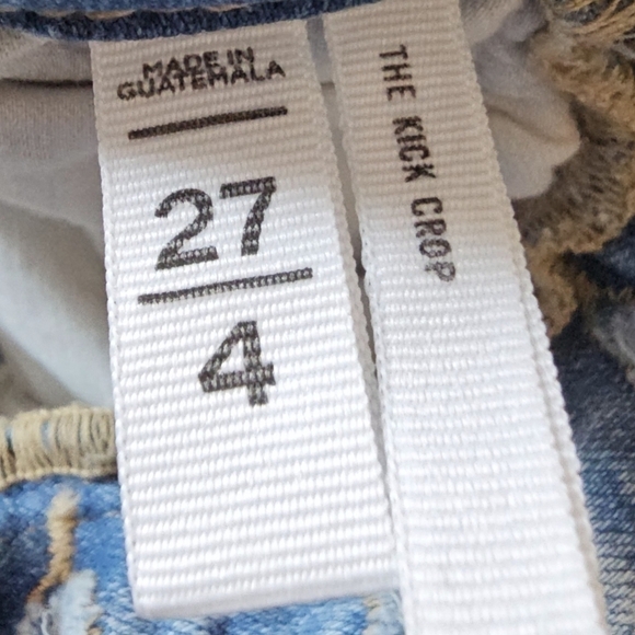 Loft Exposed Button Front High Rise Mini Flare Kick Crop Raw Hem Size 27/4 - Picture 11 of 12